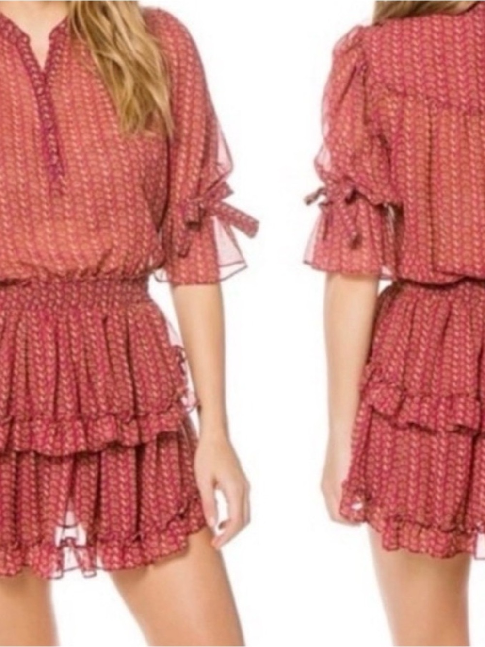 Misa Los Angeles Tiered Ruffle Mini Dress MED